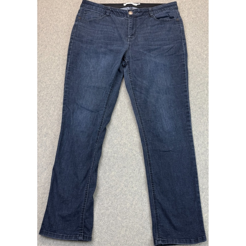 City Blues Womens Straight Leg Jeans Navy Blue Eco Friendly Denim Stretch 14/32